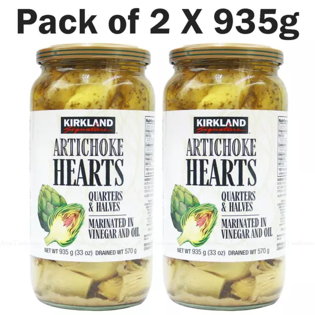 Kirkland Signature Artichoke Hearts Marinated in Vinegar & Oil Jar Pack 2 x 935g