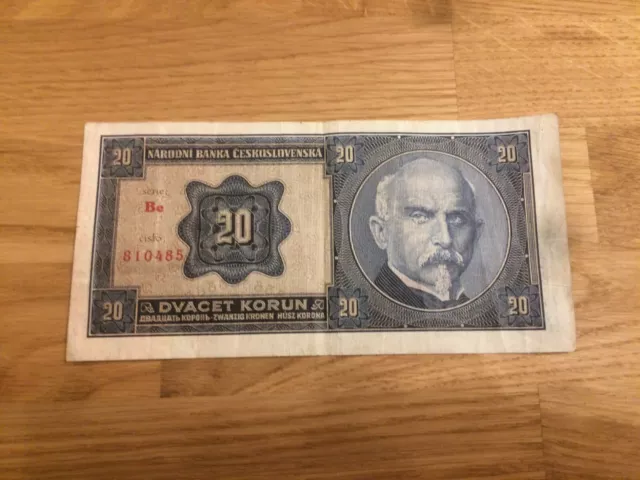 nice old Czech Czechoslovakia  bankbote 20 korun ceskoslovenska 1926