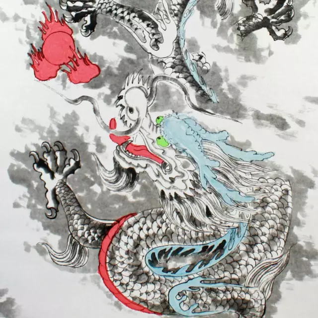 Chinesisches Rollbild "Drache der Unendlichkeit" Bildrolle Hängerolle China 3