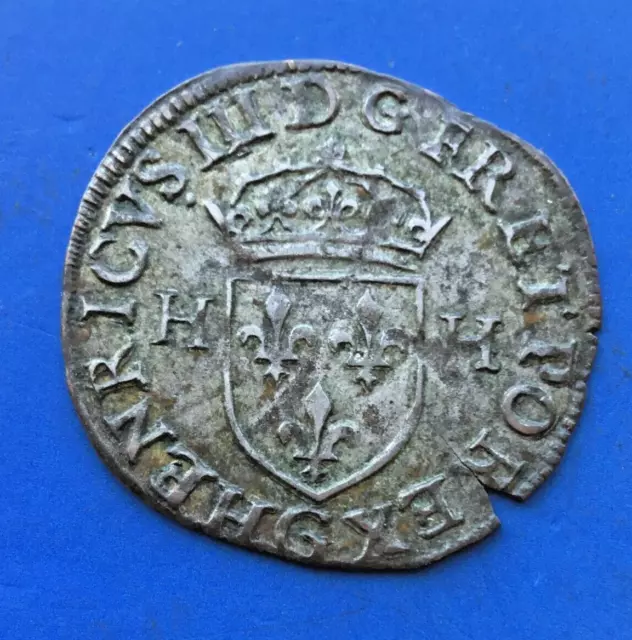 HENRI III Douzain aux deux H, 2e type 1575 Poitiers 2,1 gr TTB+