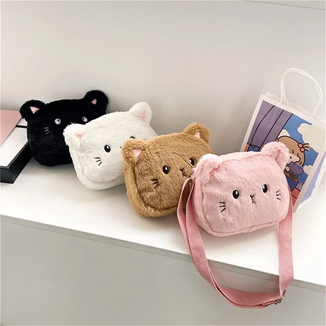mignon. Chat de dessin animé Sac de messager Sac en peluche souple Sac à dos