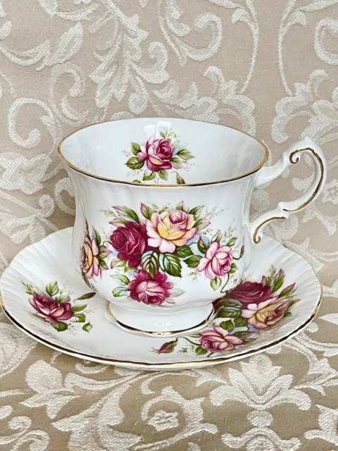 Vintage Paragon Warrant Flower Festival Pink And Red  Roses Tea Cup Saucer