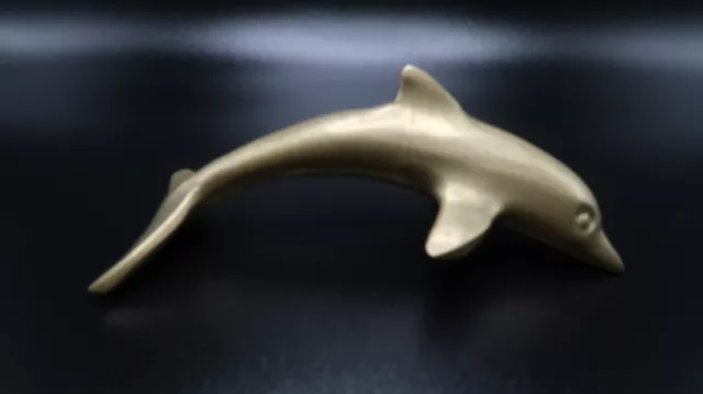 Antique Solid Brass Dolphin Figure Paperweight Decor 3.75 Inches