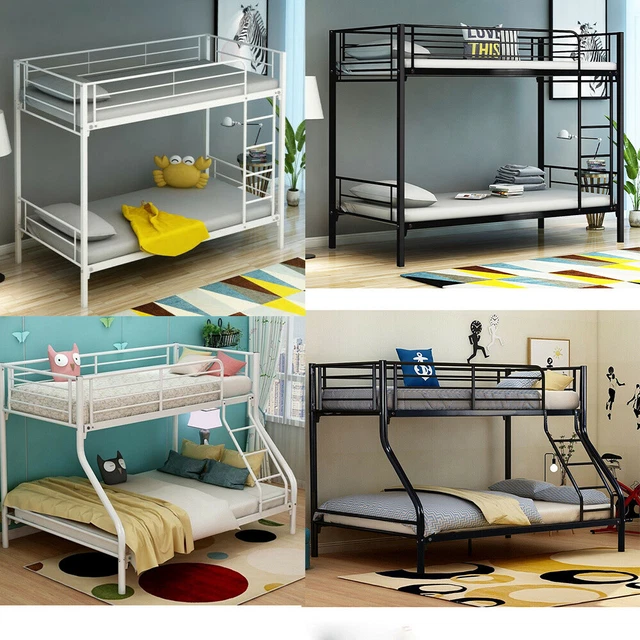 SINGLE & TRIPLE Bunk Beds Metal Frame High Sleeper Children Kids Beds £