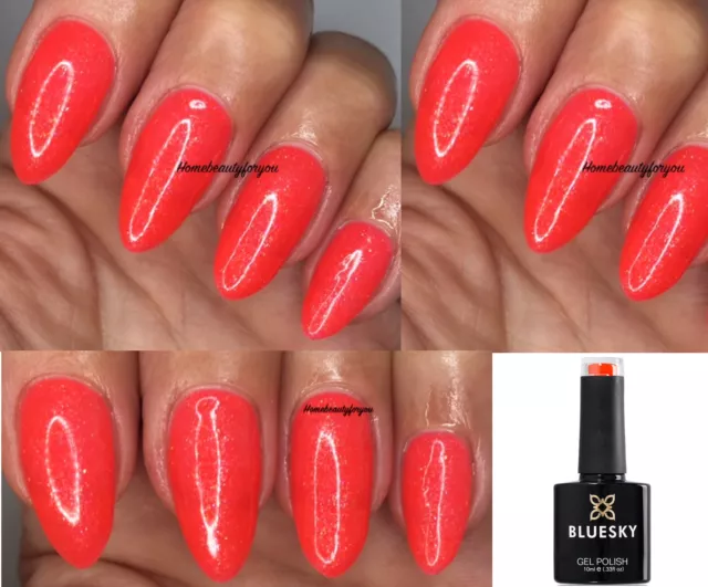 Bluesky Gel Nail Polish Orange Coral Color / Gold Shimmer Qxg15 Uv Led Soak Off