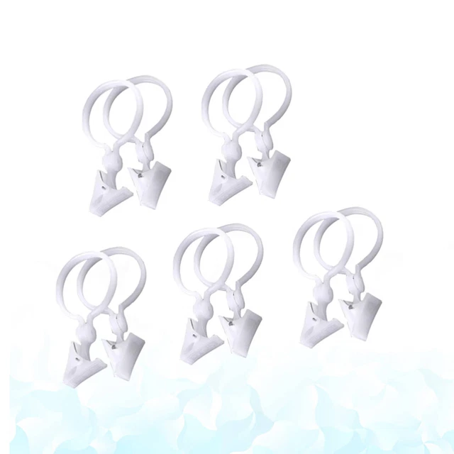 12 X6CM WHITE Drapery Rings with Clips Clothes Hanger Hooks Curtain $8.