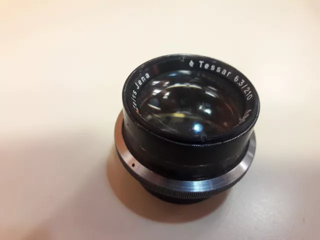 Objectif barillet revêtu Tessar Carl Zeiss 210 mm 21c extrêmement rare verre propre. JENA 2