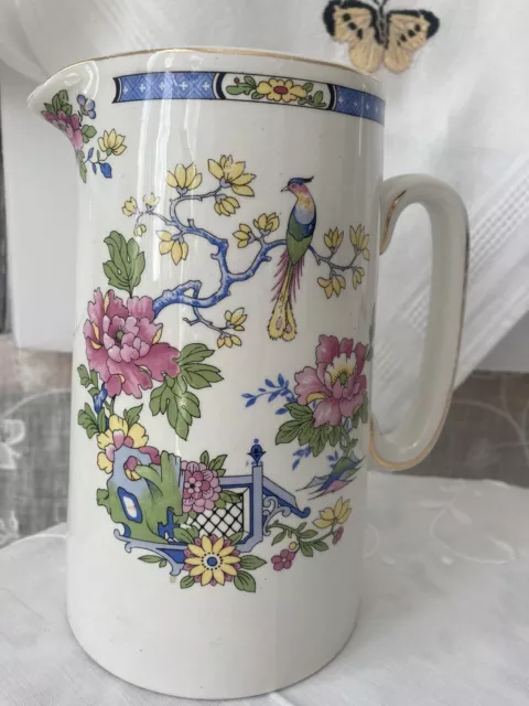 Vtg Lord Nelson Pottery England Tall Pitcher Jug T’Sing Bird Of Paradise 17.5cm