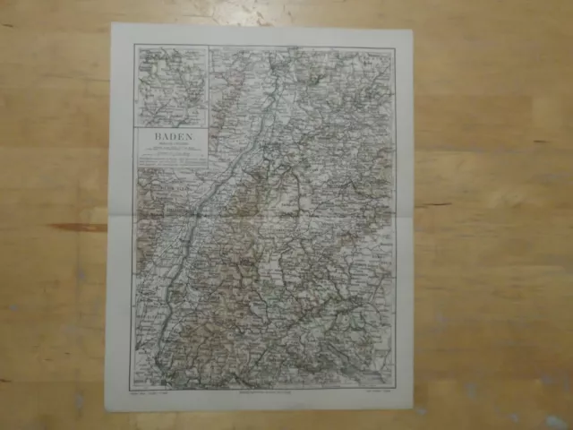 Orig.(1906) Lithographie Landkarte Baden