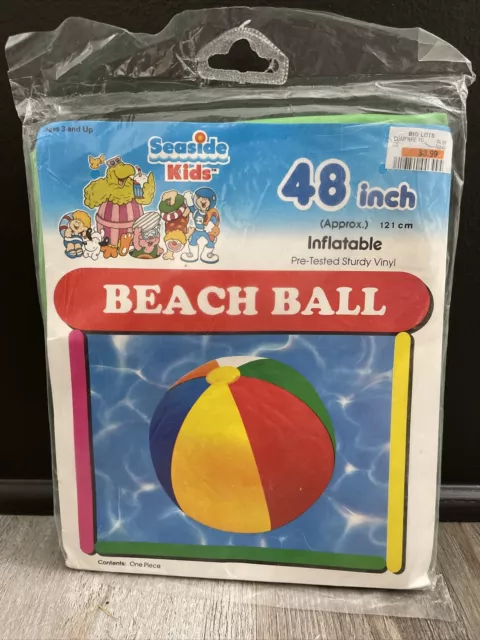 48 OMS Inflatable BEACH BALL Glossy VINTAGE Vinyl EARLY STYLE Original  Color Y 