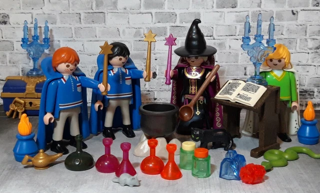 Lot Playmobil Harry Potter - Ron, Minerva, Draco + Figurines Potions Et Baguettes