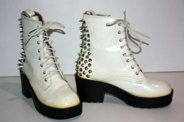 Jeffrey Campbell Boots Shoelaces Leather clouté pointes Metal T 37 Be