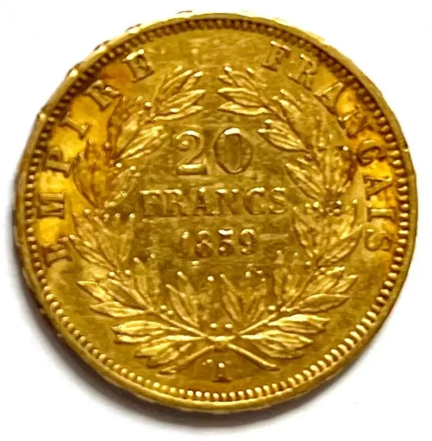 20 Francs Or - Napoleon Iii Empereur " Tête Nue " - 1859 A 2