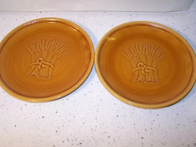 2 FRANCISCAN HARVEST WHEAT GOLDEN BROWN  SALAD PLATES 8.5" ~ Excellent!