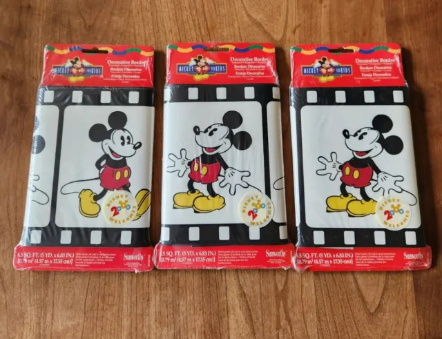 Mickey Mouse Decorative Wall Border (Set of 3) Marked "Disney Welcomes 2000" NIP