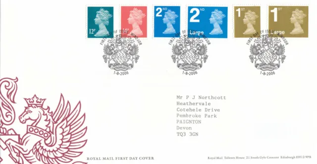 (96702) GB FDC 1st Large 2nd Large 1st 2nd 14p 12p Definitives Windsor 2006