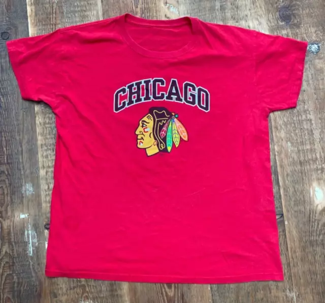 NHL Chicago Blackhawks Red Logo T Shirt L Patrick Kane 88 USA Ice Hockey