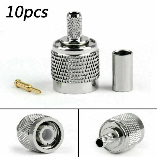 10P TNC Male Plug Crimp Coax Connettore per RG58 RG142 RG400 RG223 LMR195 Cavo P