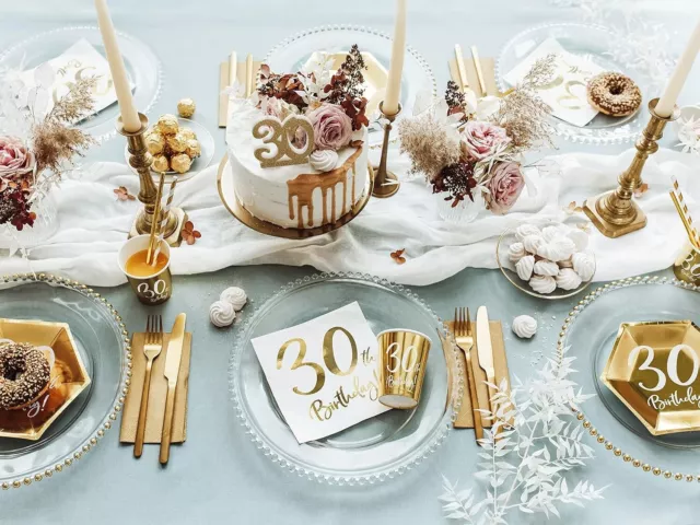 36 pezzi - KIT FESTA 30 ANNI - PIATTI decorazione tavola set COMPLEANNO BIRTHDAY