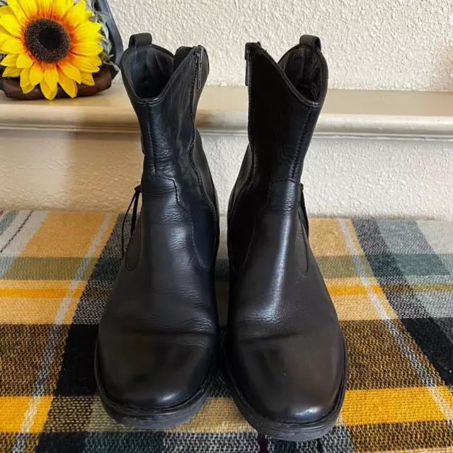 BORN WOMEN'S KARIN Boot Size 9 Black Leather Block Heel Bootie Boho ...