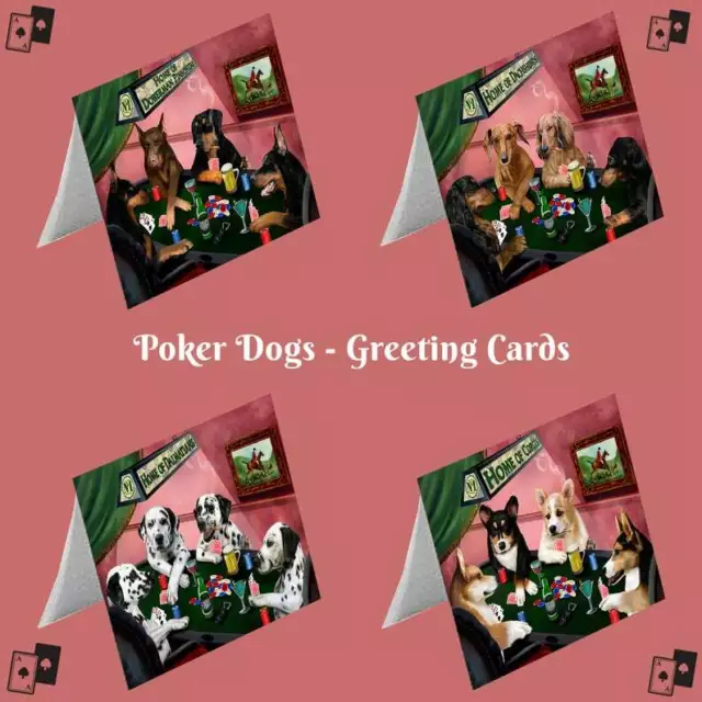 Home of 4 Dog Cat Playing Poker Pet Photo Lovers Greeting Invitation Card