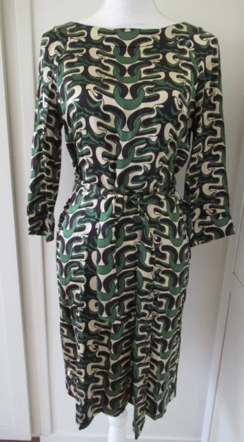 DIANE von FURSTENBERG DVF Women's Silk Dress Green Black Beige Sheath Short Sz 4