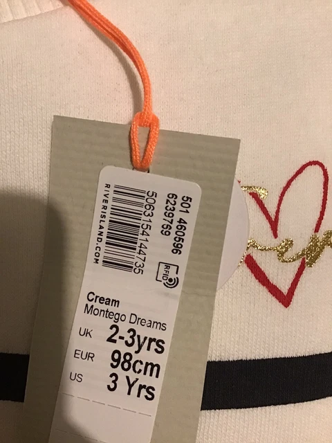River island mini girls aged 2-3 years stripe sweat top set BNWT 12