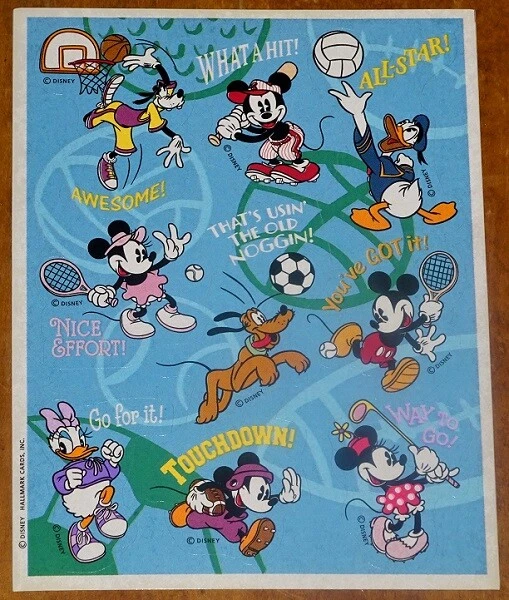 VINTAGE HALLMARK MICKEY Mouse Sports StickersGoofyDonald DuckPluto