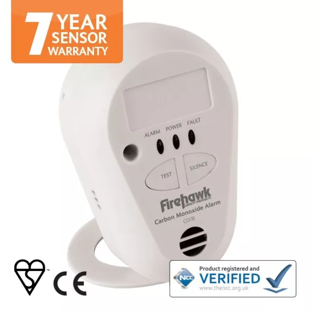 Firehawk CO7B Carbon Monoxide Alarm Detector with Long Life 7 Year Battery