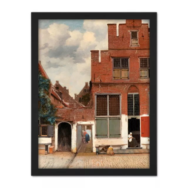 Vermeer View Of Houses In Delft The Little Street Framed Wall Art Print 18X24 In