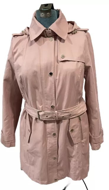 Michael Kors Women’s Hooded Belted Trench Coat Blush Pink Size Medium