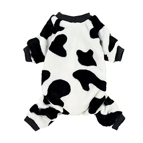 Fitwarm Adorable Milk Cows Pet Dog Clothes Comfy Velvet Winter Pajamas Coat J...