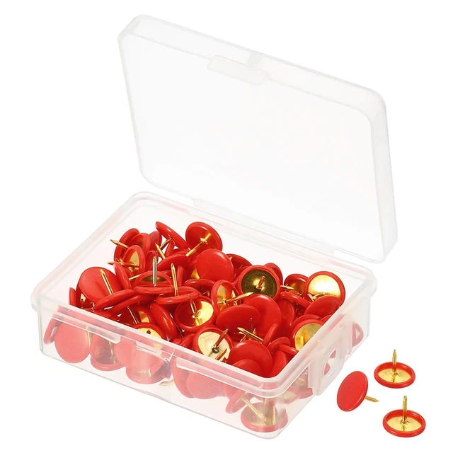 Pressione Spille,100pz Plastica Rotondità Oro Acciaio Punta,Rosso
