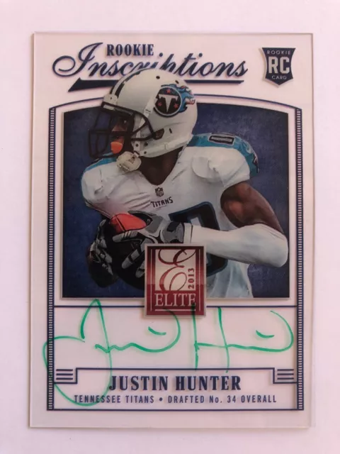 Justin Hunter 2013 Elite Inscriptions GREEN INK SP AUTO RC Tennessee Titans Vols