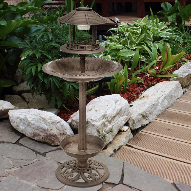 Bain D’oiseau Sur Pied – Fer Blanc – Hauteur 83 Cm – Déco Jardin – Palazzo INT