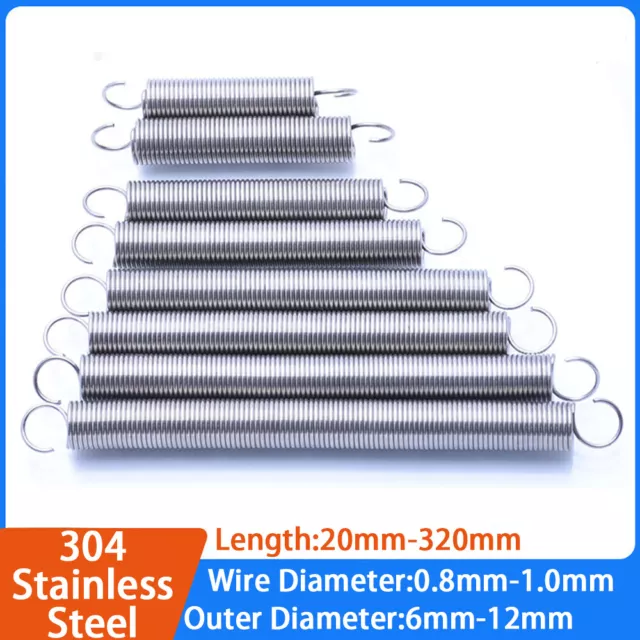 Hook Stainless Spring Expansion Extension Tension Springs Wire Dia 0.8mm - 1.0mm