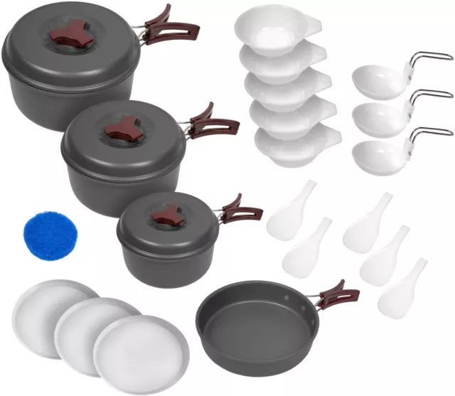 XXL Camping Kochgeschirr-Set 22-teilig Campinggeschirr Outdoor Kochset Aluminium