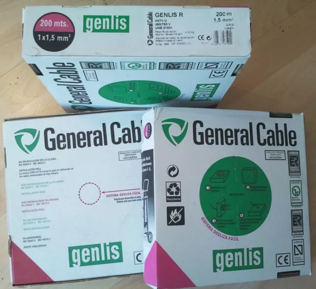 200 metros Cable electrico FLEXIBLE de 1.5 mm2, H07V-K General Cable Genlis F