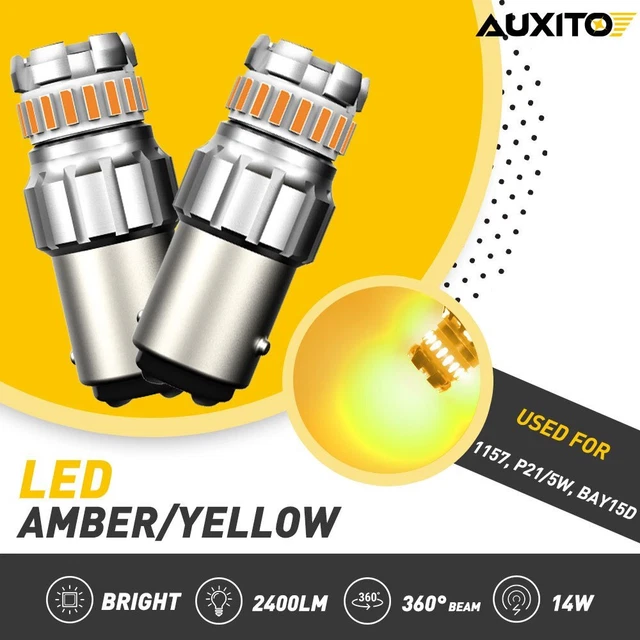 2pc 1157 LED Amber Yellow Turn Signal Parking DRL Error Free Light Bulbs 14W EON