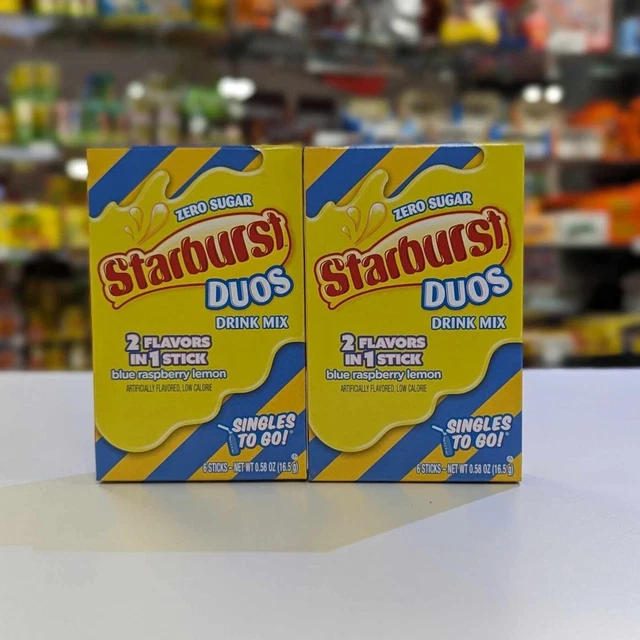 STARBURST DUOS BLUE Raspberry Lemon Drinks Mix 6 Pack x 2 Boxes £8.99