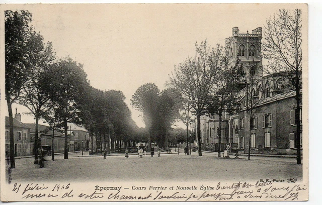 EPERNAY - Marne - CPA 51 - Rues et Places - le cours Perrier et nouvelle église