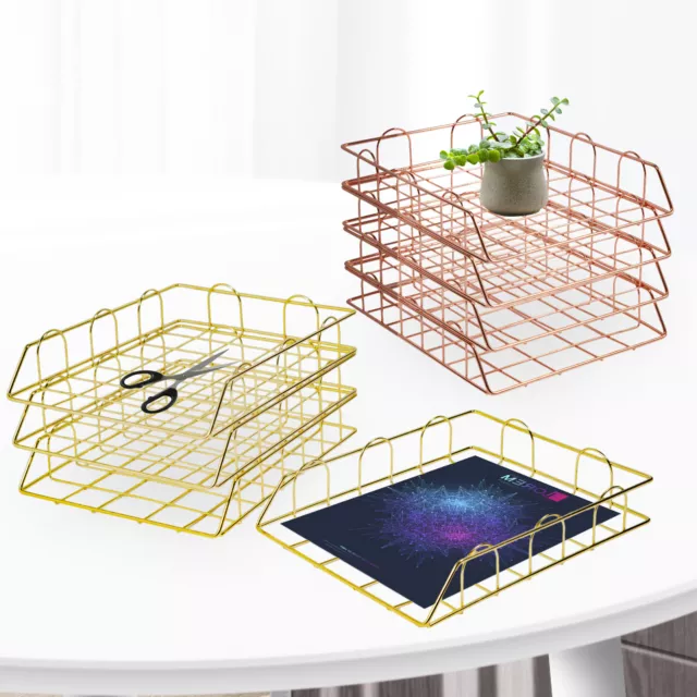 4x Metall Aktenhalter Briefablage Büro Dokumentenhalter Schreibtisch Organizer
