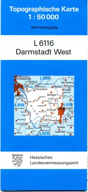 Topographische Karte 1:50 000, Blatt L6116 DARMSTADT West