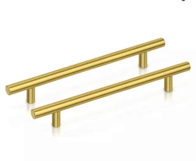 5 Pack Gold Stainless Steel Kitchen Cabinet Handle Brushed Brass Wardrobe Pulls