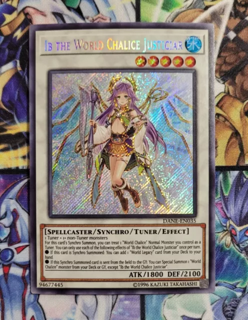 IB THE WORLD CHALICE JUSTICIAR Secret Rare Unlimited DANE-EN035 LP Yugioh