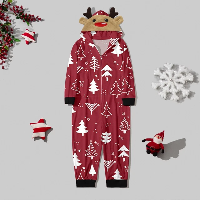 Kinder Kinder Frohe Weihnachten Sets Bedruckter Kapuzen-Reißverschluss-Overall