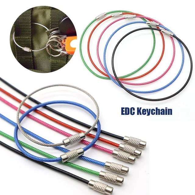 Mousqueton en acier inoxydable Porte-clés à fil Porte-clés EDC Porte-clés