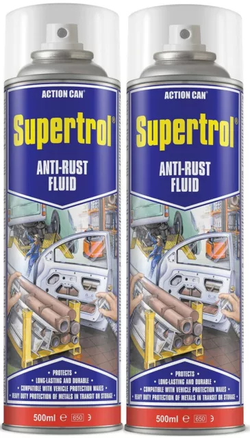 2 x Action Can Supertrol Heavy Duty Rust Protector Anti-Rust Fluid  2 x 500ml