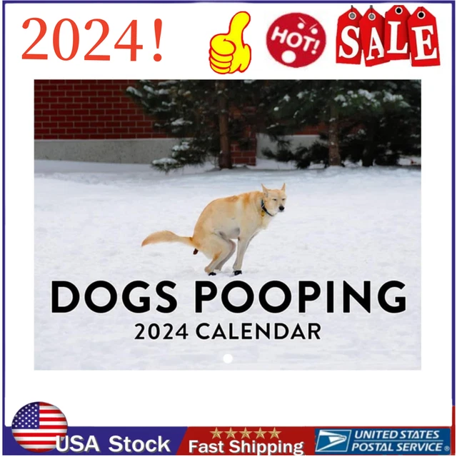 FUNNY DOG POOPING Calendar Wall Hanging Calendar Animal Gag Nature