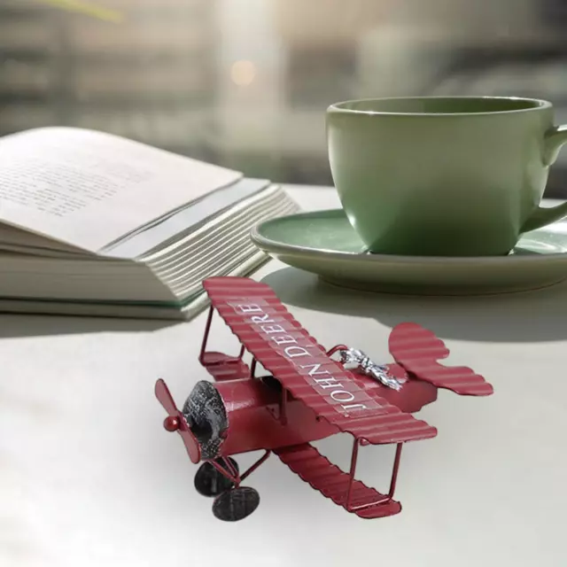 Modèle de biplan en métal, jouet d'ornement, avion Vintage, accessoires